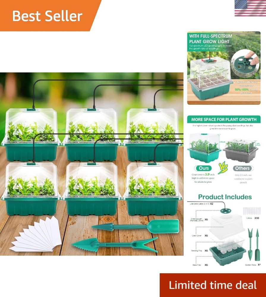Durable Seed Starter Tray Set with Adjustable Humidity & Grow Light Included
