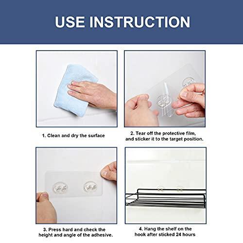 8 Pack Shower Caddy Adhesive Hooks Replacement, Strong sticker Hooks for