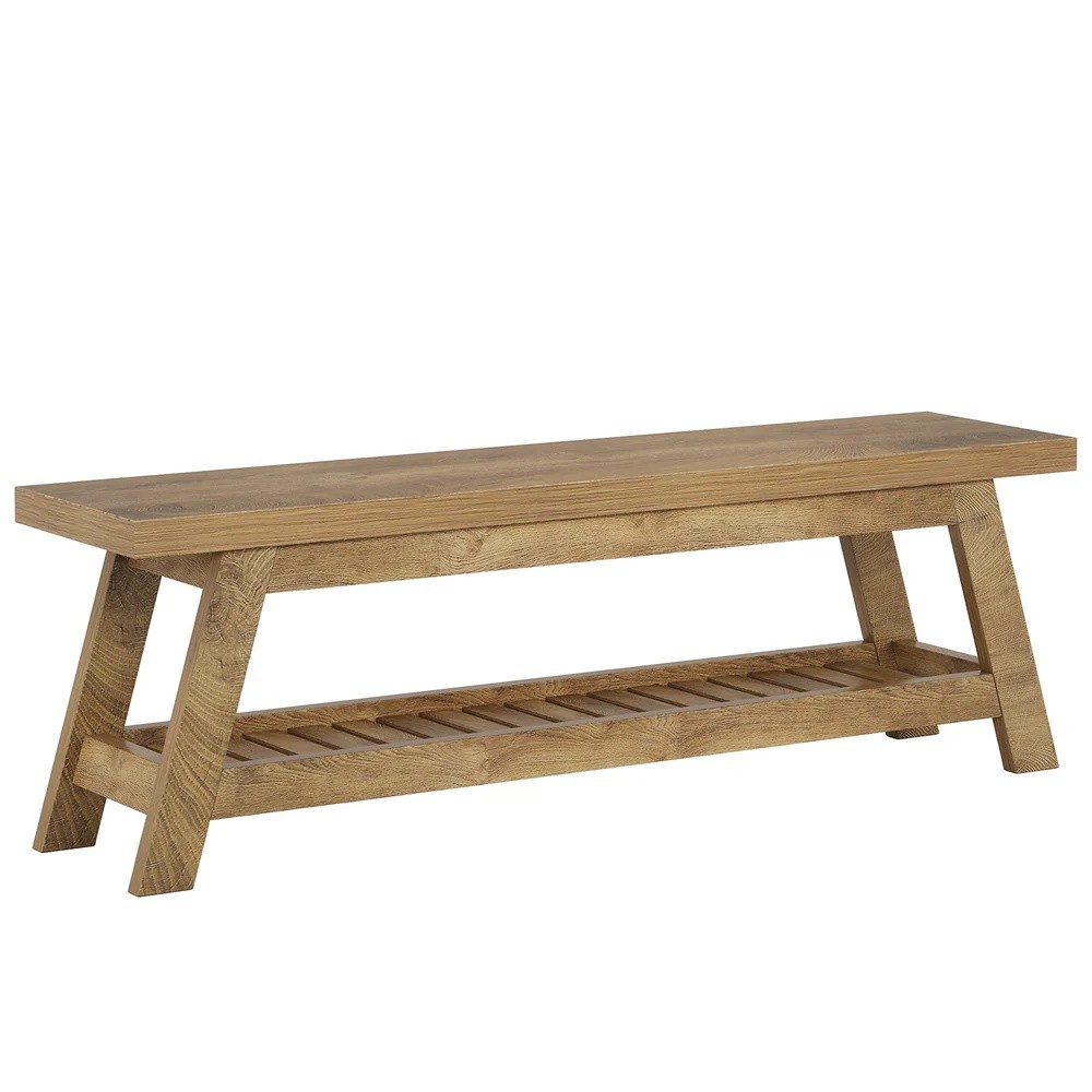 Wooden Bench Solid Bench Built-in Shoe Storage Shelf Display Spot