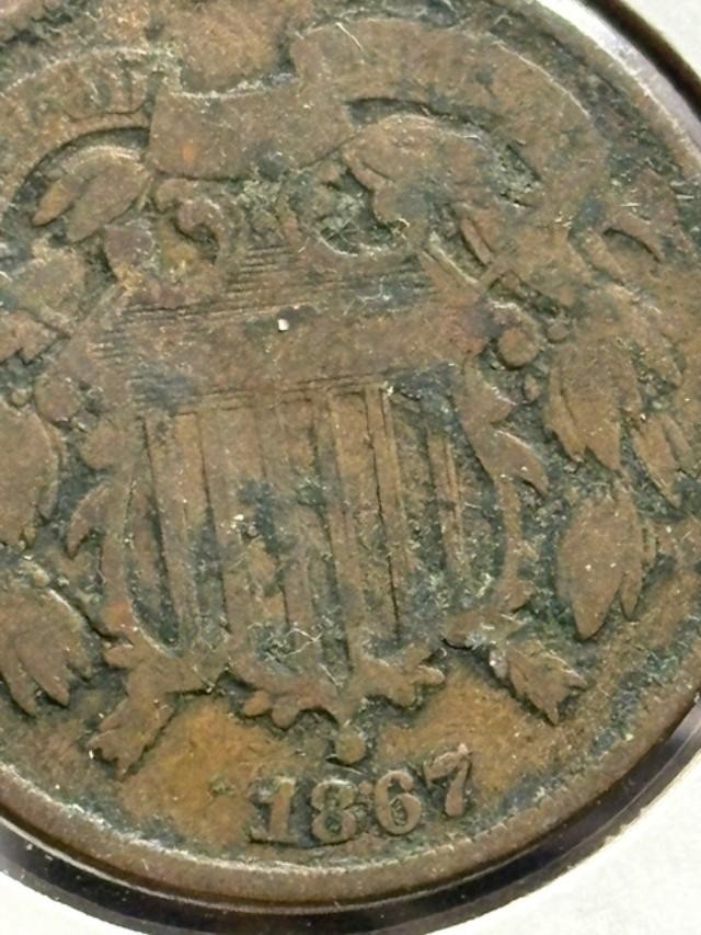1867 Two Cent Piece — Circulated - NICE DETAILS
