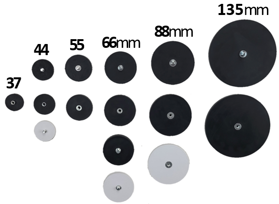 55mm Threaded Magnet Male Threaded 1/4"-20 Rubber Coated