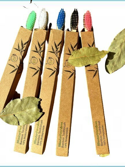 BlustarFreedom 10 Pack Multicolor Bamboo Soft Bristle Toothbrushes