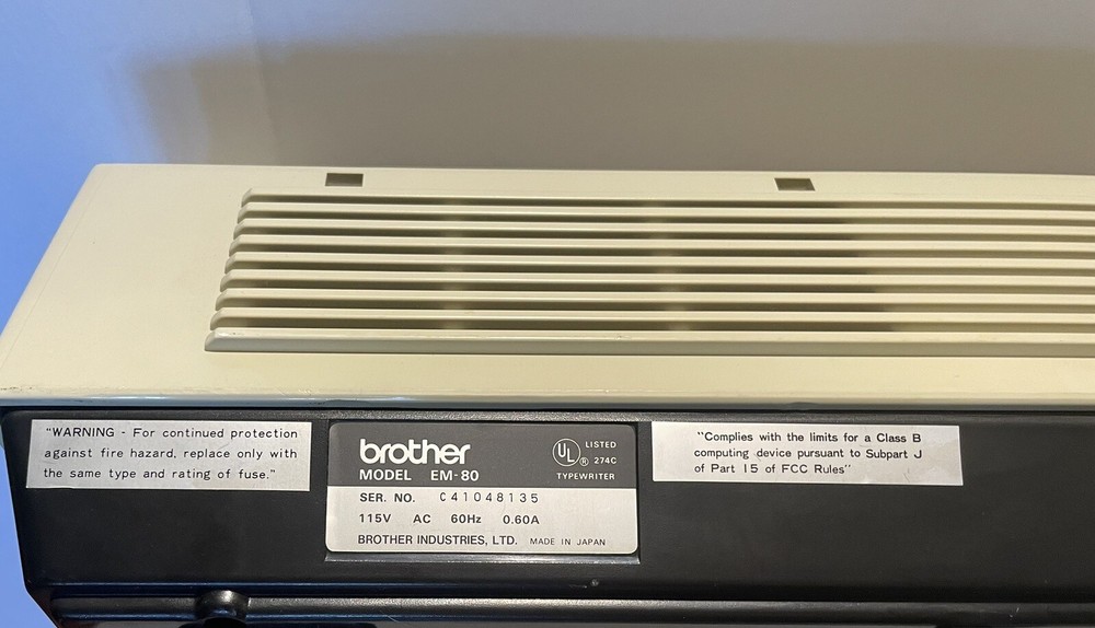 Brother EM-80 Typewriter Tested Working With Cover, 7220 Black Read Description
