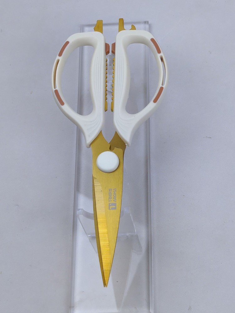 Multi-Function KITCHEN SCISSORS/SHEARS, Heavy Duty, JUMBO Size, WHITE & GOLD