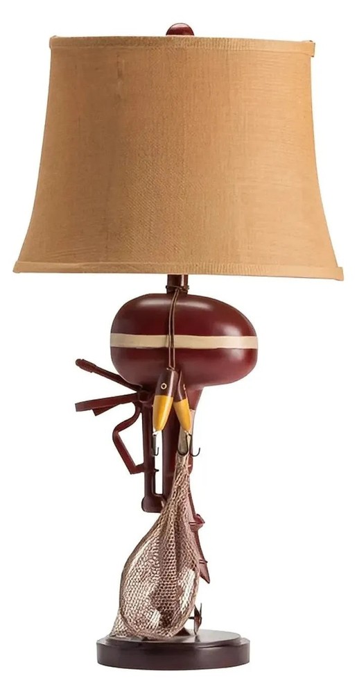 Fishin' Essentials Table Lamps (2-Pack), Red, Rustic