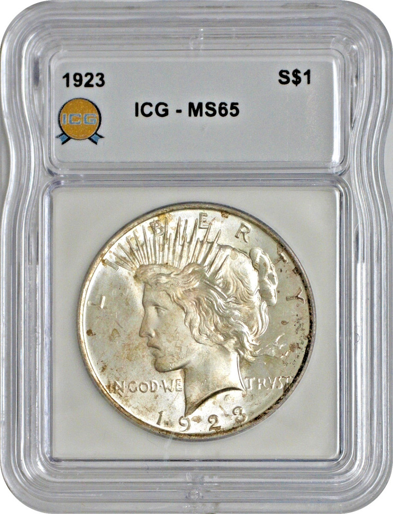 1923 Peace Silver Dollar S$1 ICG MS65 Uncirculated