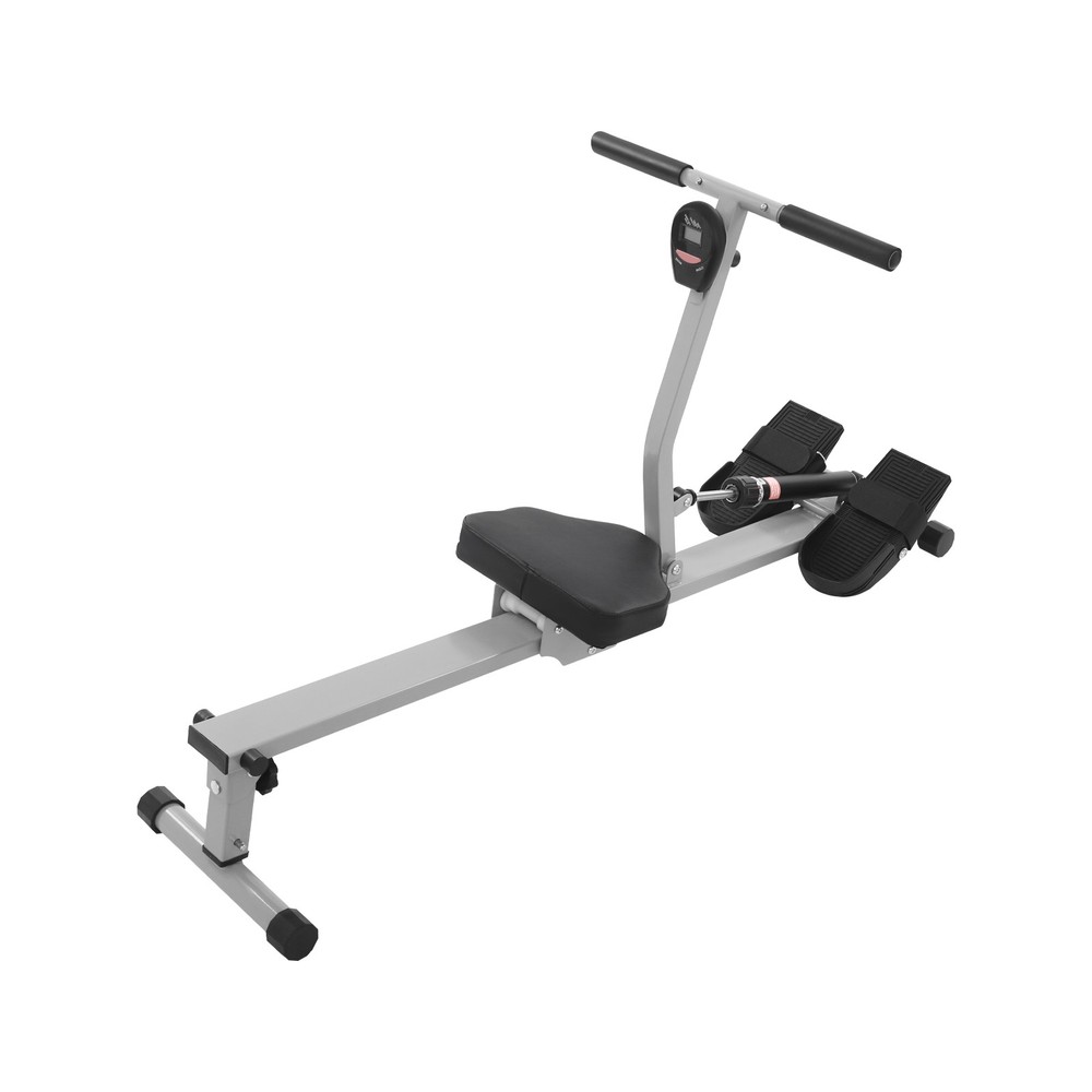 Grey+Black Foldable Home Rowing Exercise Machine with LED Display 25.35lbs