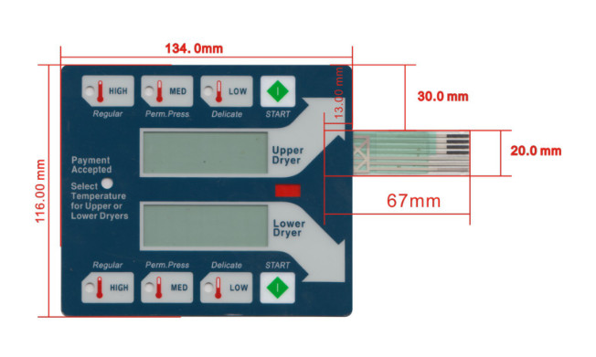 2* for Dexter Stack Dryers Blue Touch Pad 9801-059-004 9801-059-006