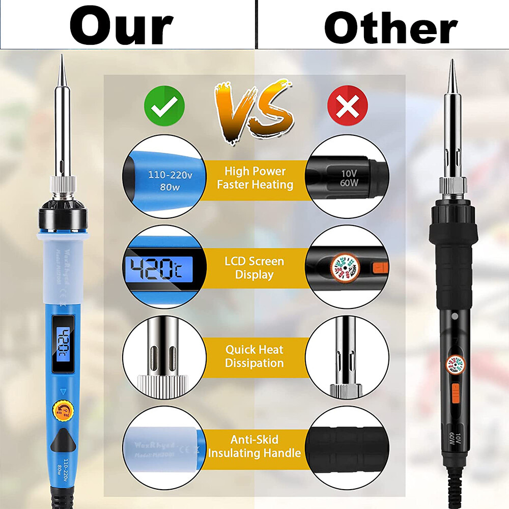 80W Soldering Iron Kit Gun 110V Adjustable Temperature Welding Tools Solder Wire
