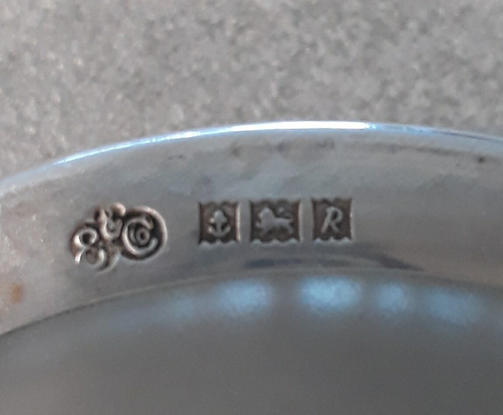 CRYSTAL & STERLING FOOTED BUTTER DISH ENGLAND HALLMARKED