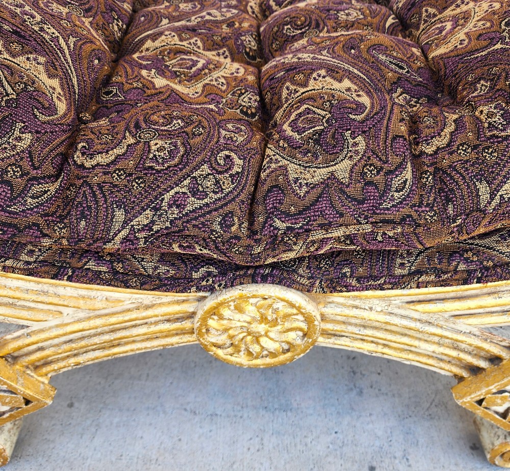 French Empire Gilt Gold Leaf Bench Oversized 48"