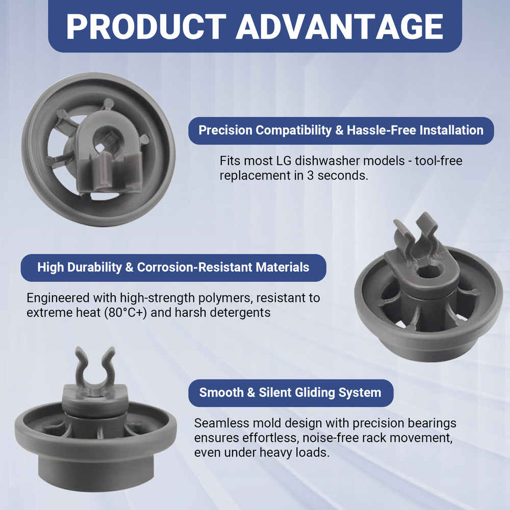 4-Pack Lower Dishrack Roller Assembly Compatible with LG Dishwasher