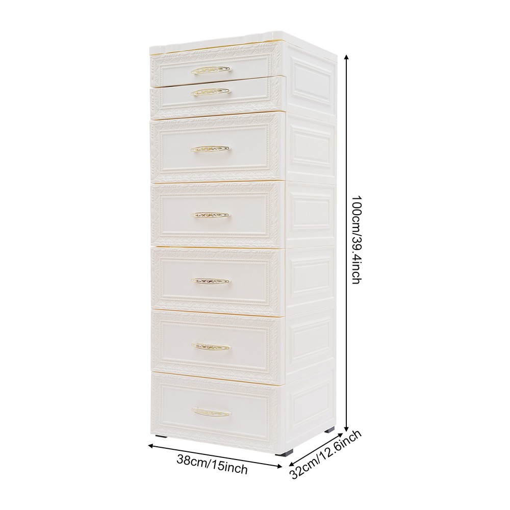 6-Tier Rolling Storage Cabinet, Durable PP Organizer with Drawers
