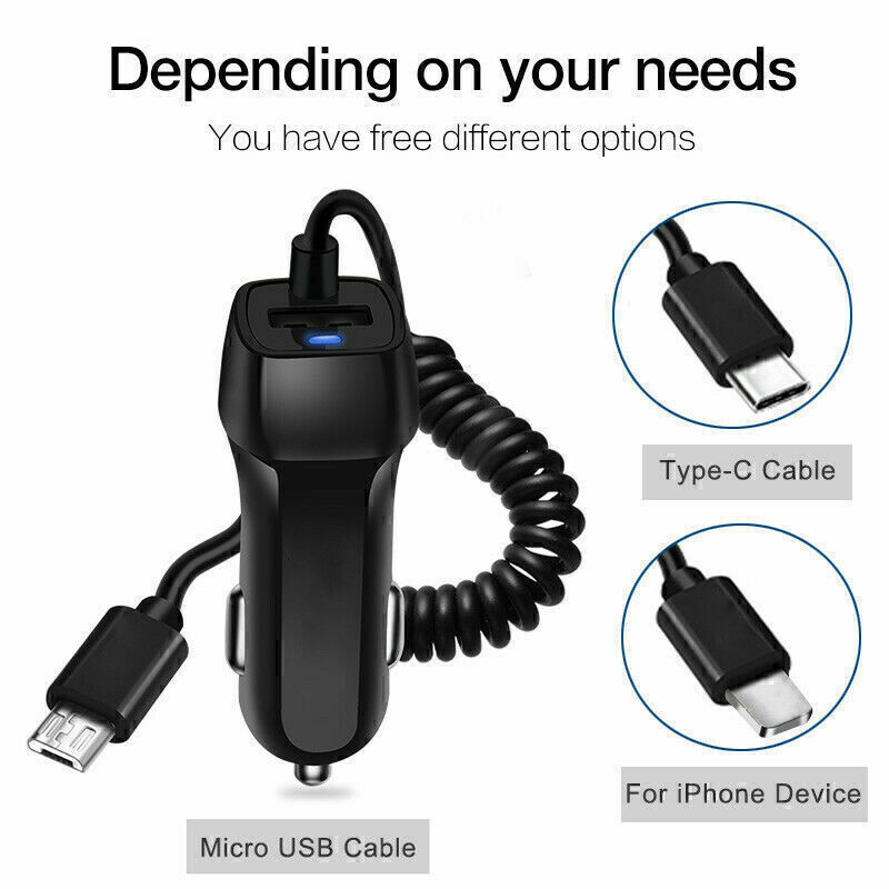 For Android Samsung Cell Phone FAST Rapid Car Charger Type C Micro USB Charging