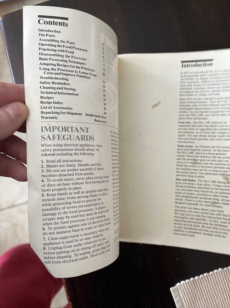 Cuisinart Food Processor Manual DLC-10E Instruction Manual With Recipes
