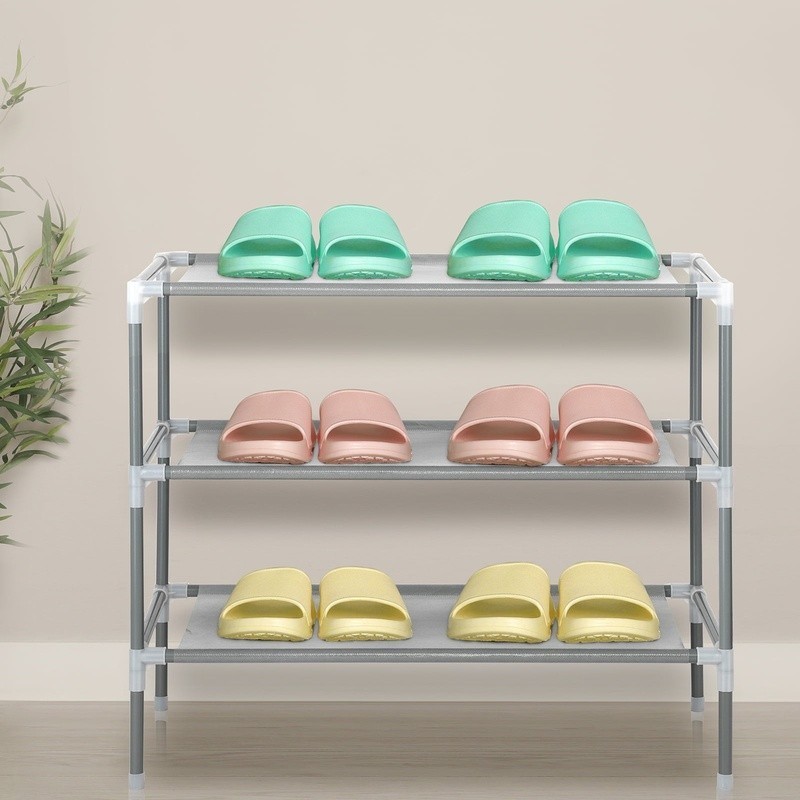 3 Tier Shoe Rack Compact Non-woven Fabric Organizer Stackable Storage Solution