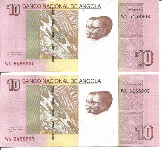 2 ANGOLA 10 KWANZAS 2012