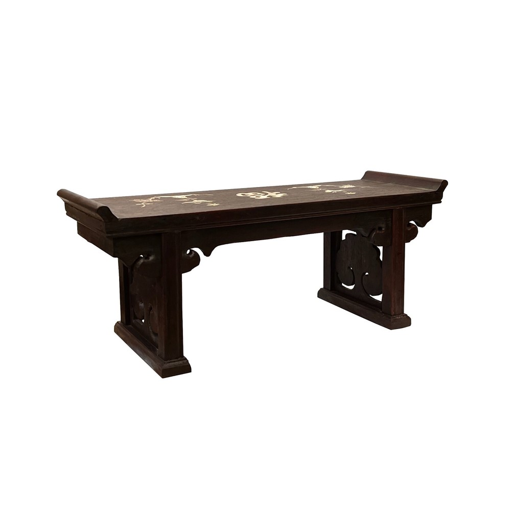 15.25" Chinese Brown Wood Altar Rectangular Table Top Display Stand Easel ws2938
