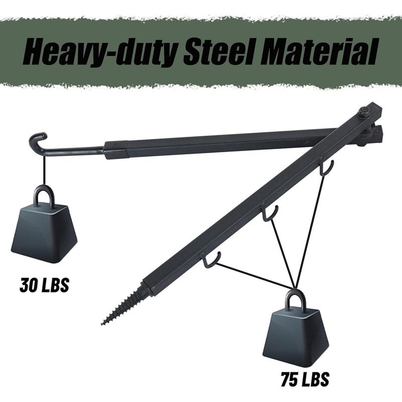 Adjustable Hunting Gear Hanger 23in Folding Tree Hook W/ Rubber Coating New