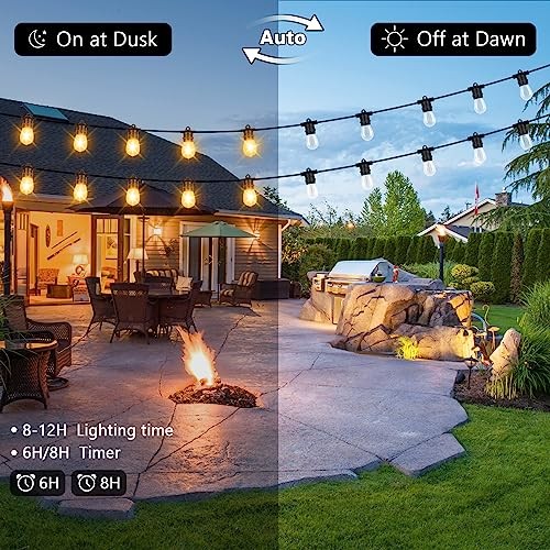 S14 Solar String Lights Outdoor with Remote Controller, Solar Powered 48FT