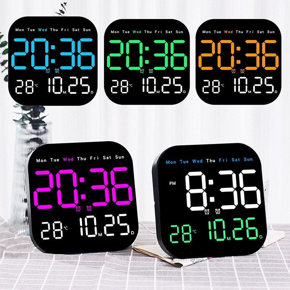 Adjustable LED Large Digital Wall Clock with Temperature and Date Display