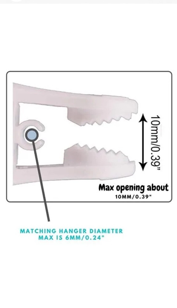 Plastic Clips 60 Pack White Multi-Purpose Hanger Clips for Hangers Finger Clips
