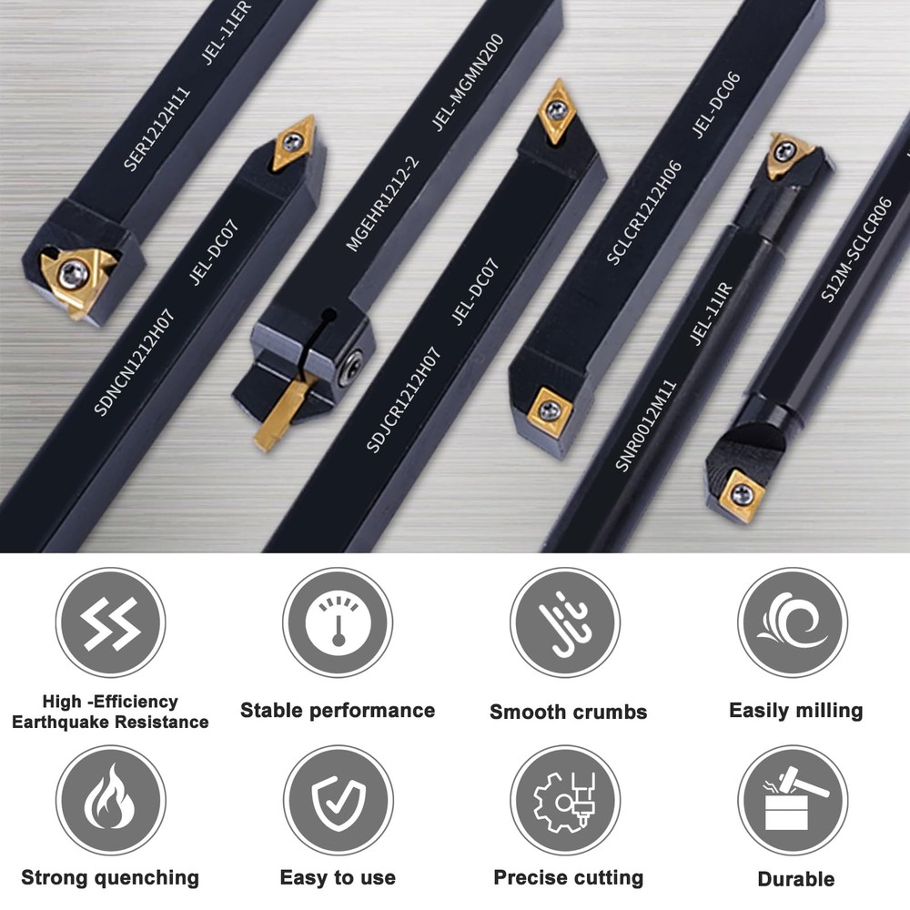 1/2" 12mm Indexable Lathe Turning Tool 7pcs Shank +14pcs Inserts