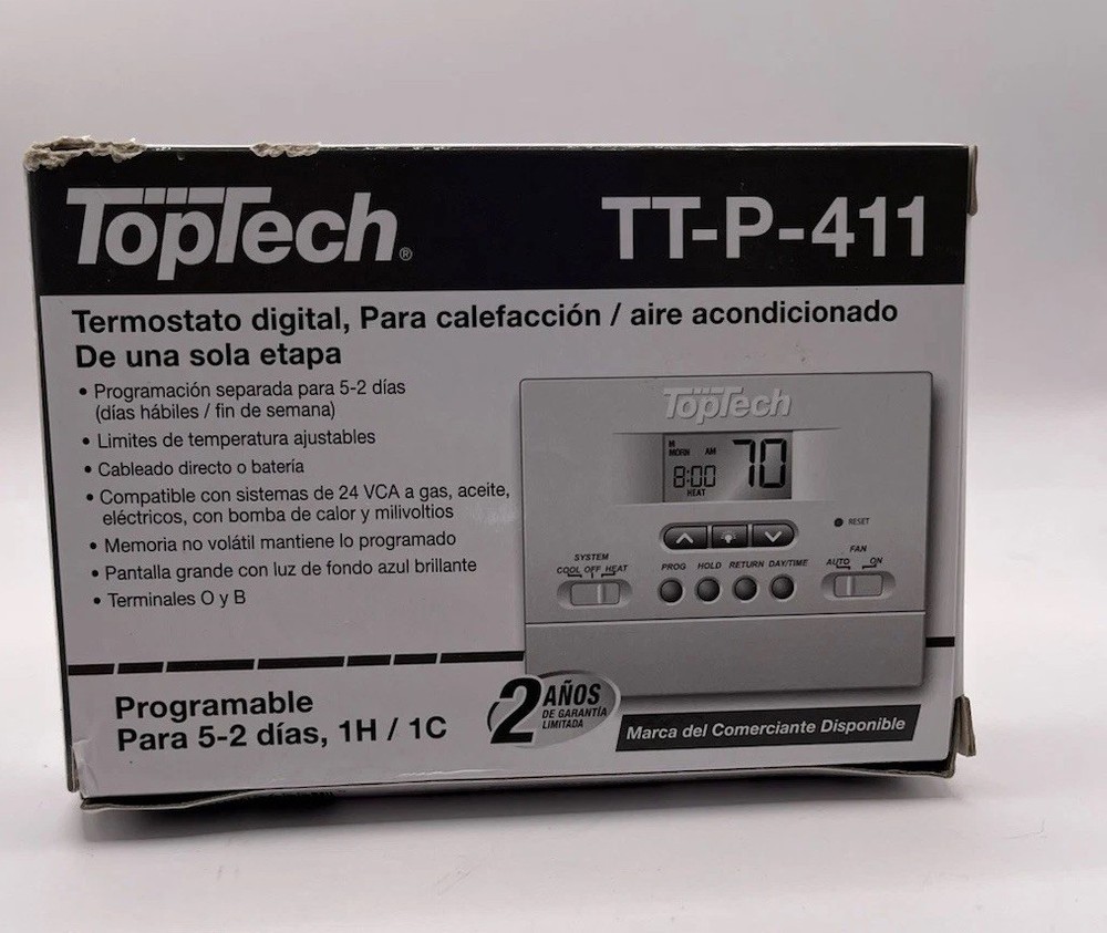 Top Tech TT-N-411 Thermostat Single Stage Digital Non-Programmable