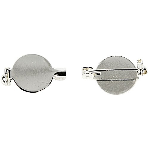 Brooch Backs, D: 20 mm, silver-plated, SP, 5 pcs