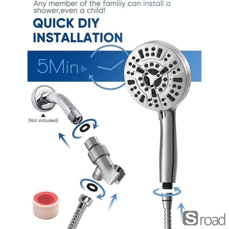 10-Function High Pressure Shower Head Set, Handheld, Water Saving, Easy Install