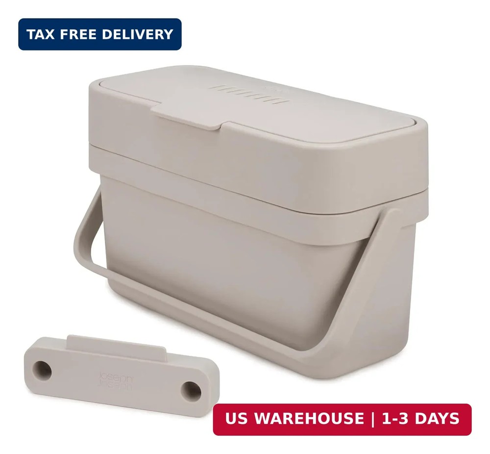 Joseph Joseph Compost Bin 1 Gallon Easy Fill Vent Lid Kitchen Caddy