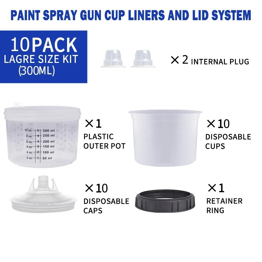 WTP TOOLS Disposable Paint Cup System KIT 50 Lids + 50 Liners + 1 Cup + 20 Caps