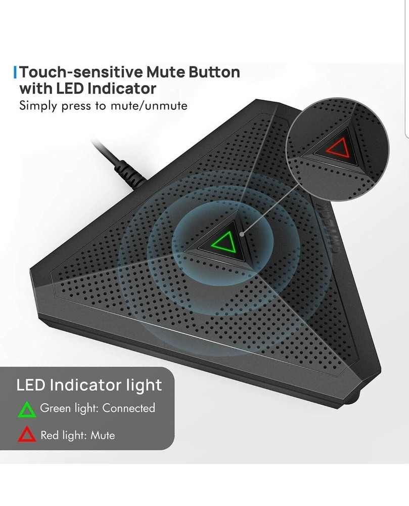 USB Conference Microphone, CM001 Desktop Computer Mic, Mute Button with LED...