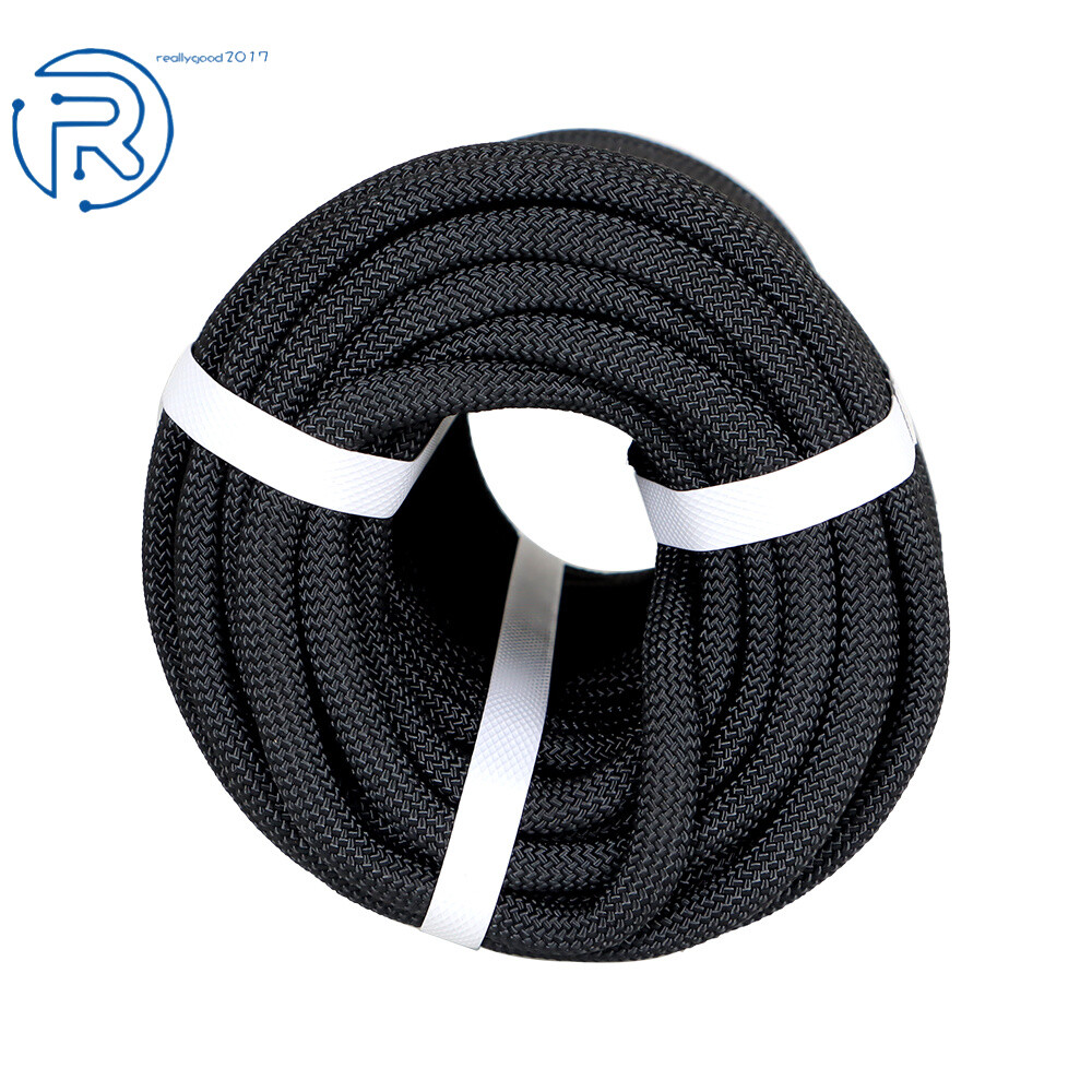3/8" × 100' Black 3520Lbs Polyest Rope Climbing High Strong Pulling Braided Rope