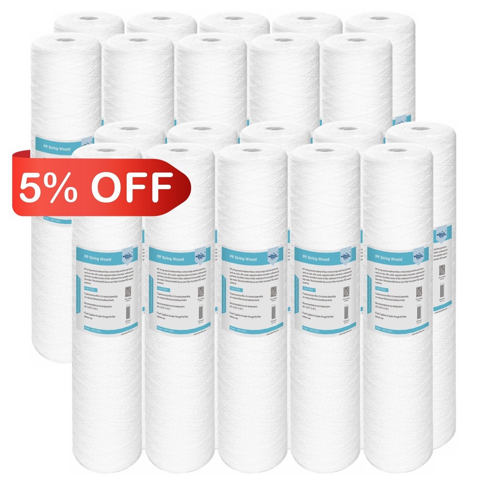20 Pack 5/20 Micron 20"x4.5" String Wound Sediment Water Filter Fit for Big Blue