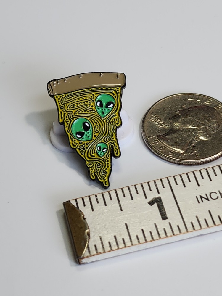 Green Alien Pizza Slice Lapel Pin