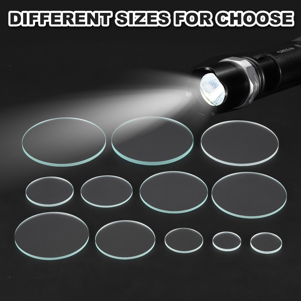 2.2" Dia LED Lens, 3 Set Flashlight Replacement Glass Lens with Ring