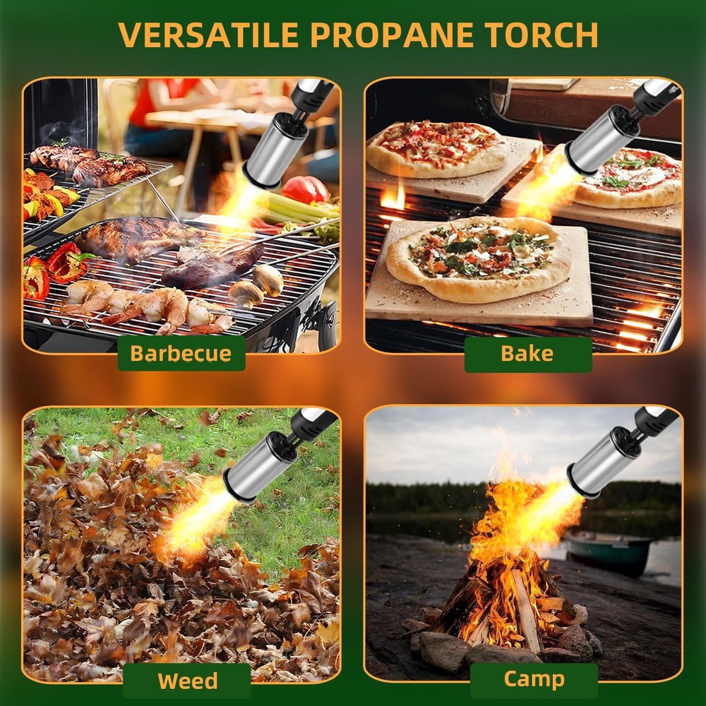 Powerful Propane Torch with One-Touch Max Fire, Adjustable Kitchen Torch with...