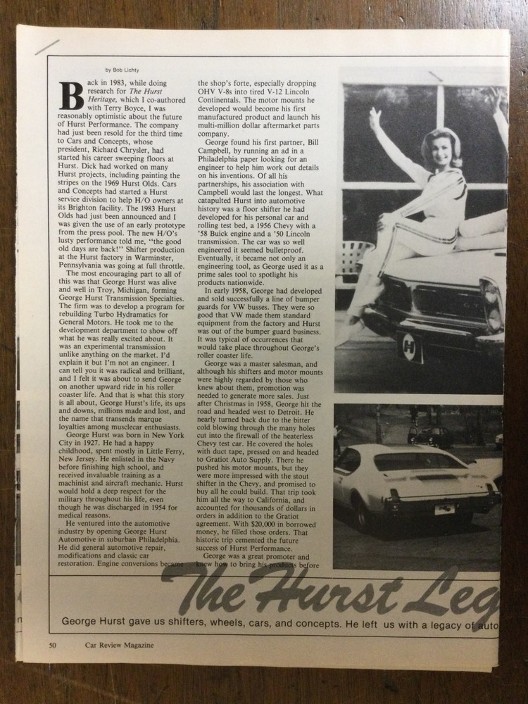 Misc 3912 Article History The HURST Legacy August 1986 5 page