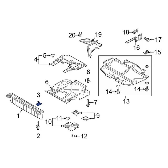 Genuine Ford Radiator Support Splash Shield Nut W717634-S439