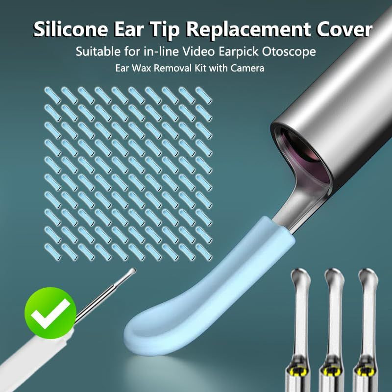 100 Pieces Ear Cleaner Tips, Replacement Spoon Blue