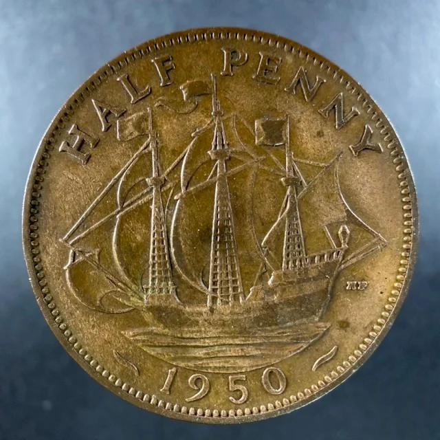 1950 Great Britain Half Penny George VI Bold Design