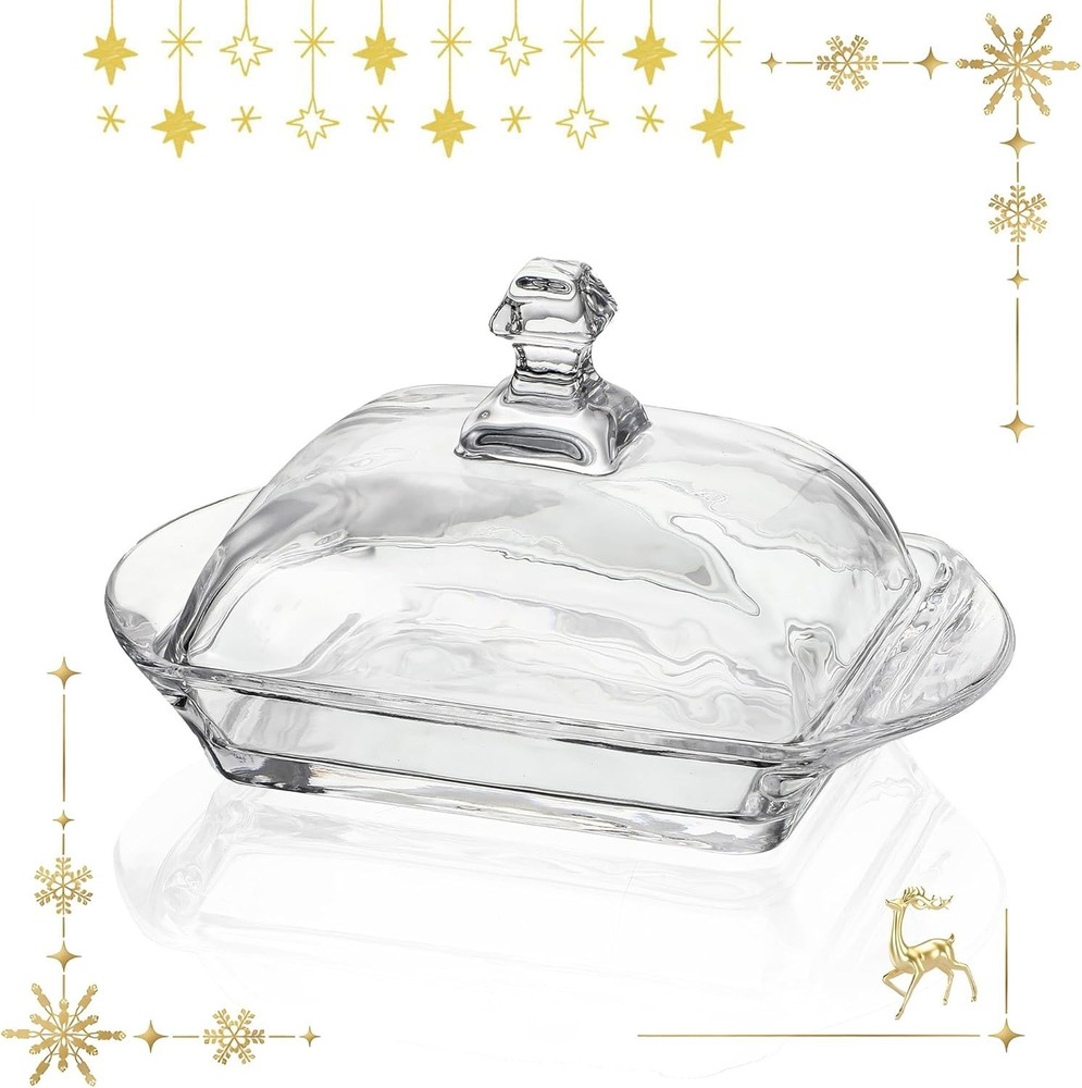 Stylish Clear Butter Dish with Lid & Easy Pull Handle - Elegant Kitchen Storage