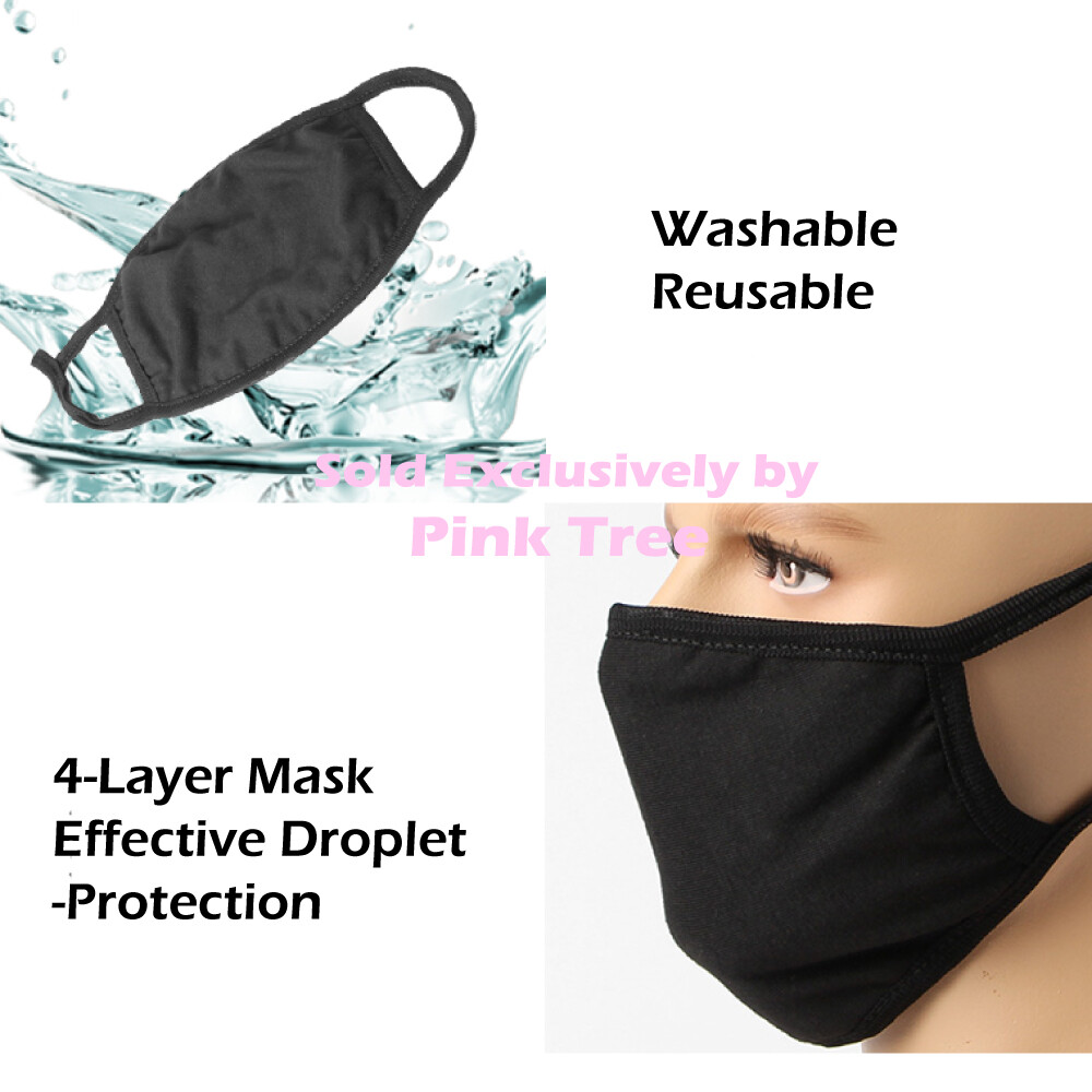 【 25 Pack 】 Black Fabric Face Mask-Washable,Breathable,Reusable 4-Layer Mask