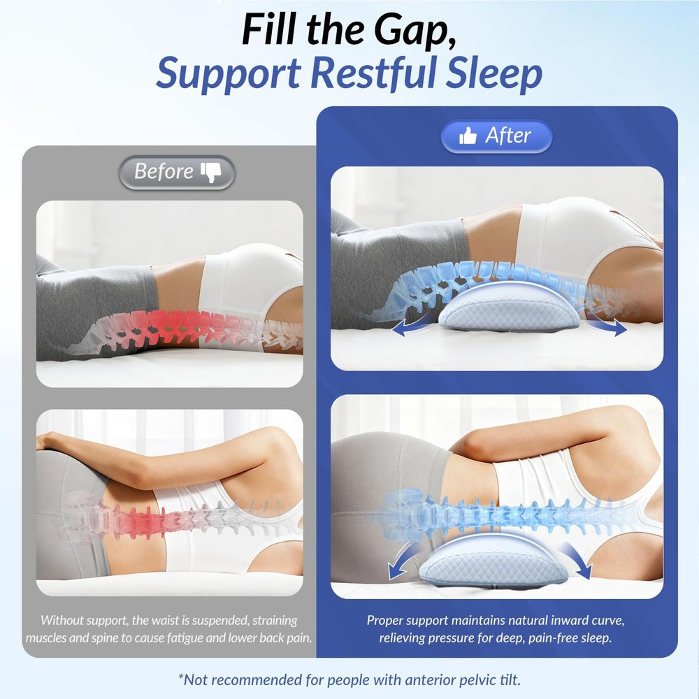 ZIKEE Inflatable Lumbar Support Pillow for Bed with Customized Lower White