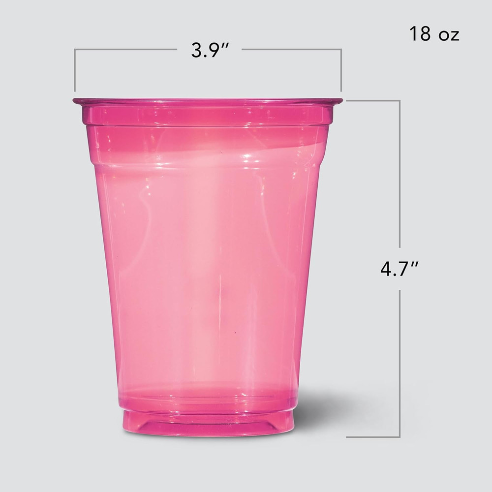 Tinted Plastic Cups, 18 Ounce, 54 Count