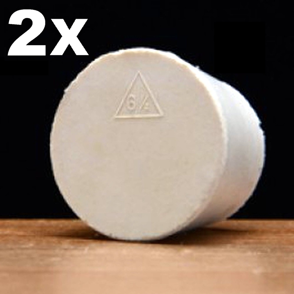 2PK SOLID RUBBER STOPPER SIZE #6.5 RUBBER BUNG FITS MOST GLASS 3/5/6 GAL CARBOYS