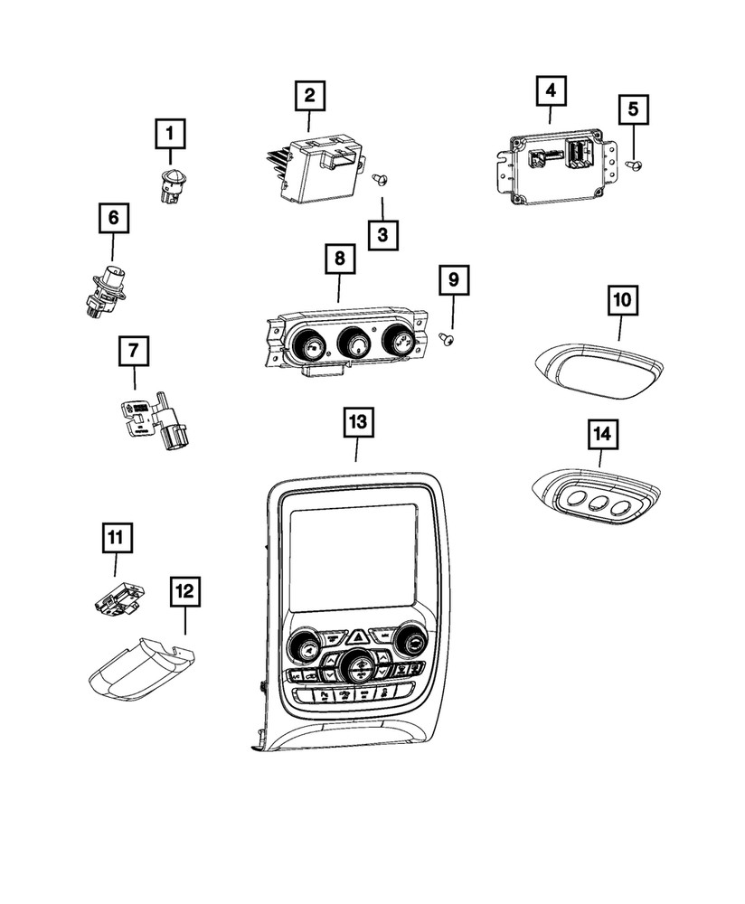 Genuine Mopar Vehicle Feature Controls Center Stack 68465668AD