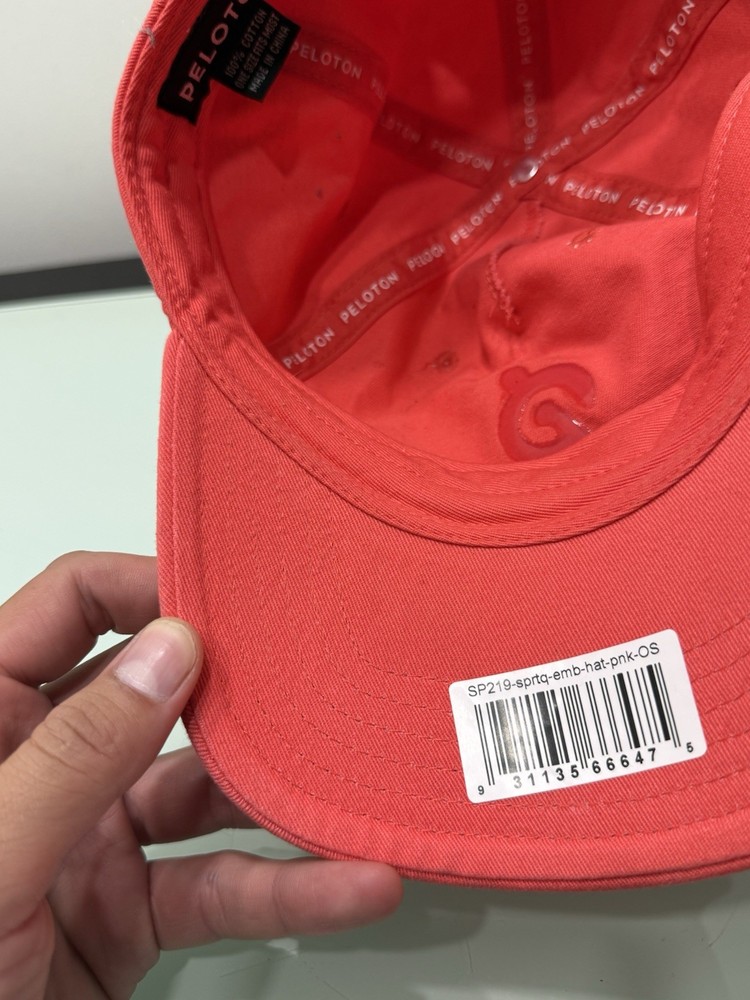 PELOTON Adjustable Strapback Hat Cap Embossed Logo CORAL