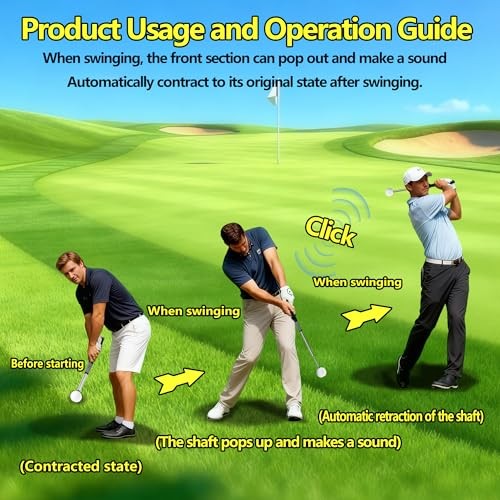 Retractable Golf Swing Trainer, for Low Ceiling & Indoor & Outdoor Practice,